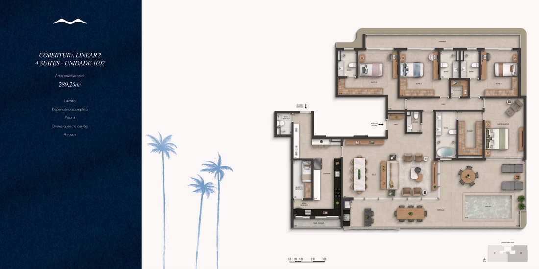 Coberturas lineares · 289,26 m²